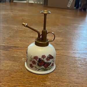 Ceramic Butterfly Floral Plant Mister - White and Gold